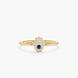 Diamond Sapphire Hamsa Hand Ring
