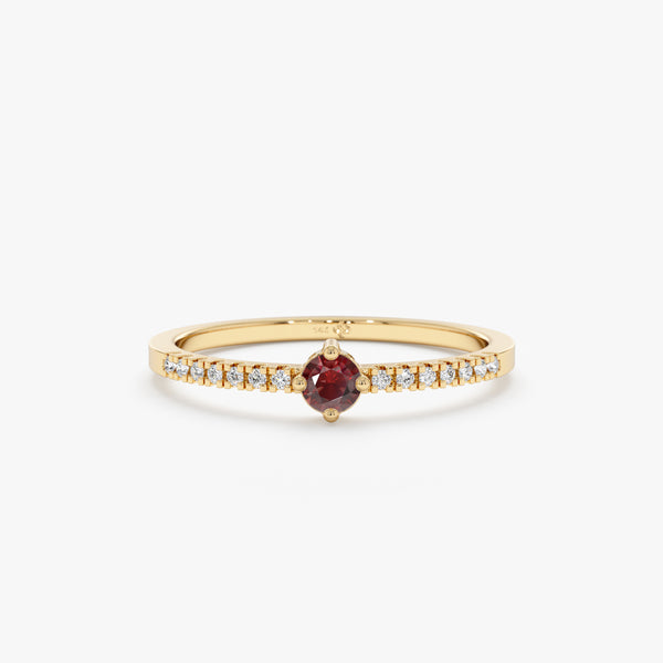 Yellow Gold Garnet Birthstone Ring