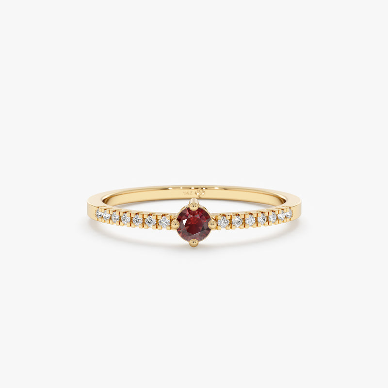 Yellow Gold Garnet Birthstone Ring