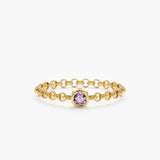 Amethyst Bezel Chain Ring
