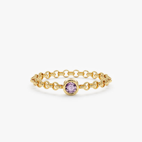 Amethyst Bezel Chain Ring