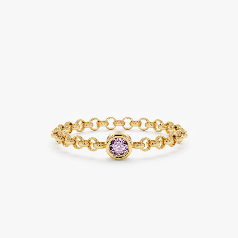 Amethyst Bezel Chain Ring
