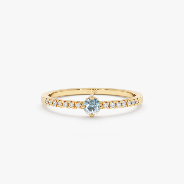 Aquamarine Diamond Birthstone Ring