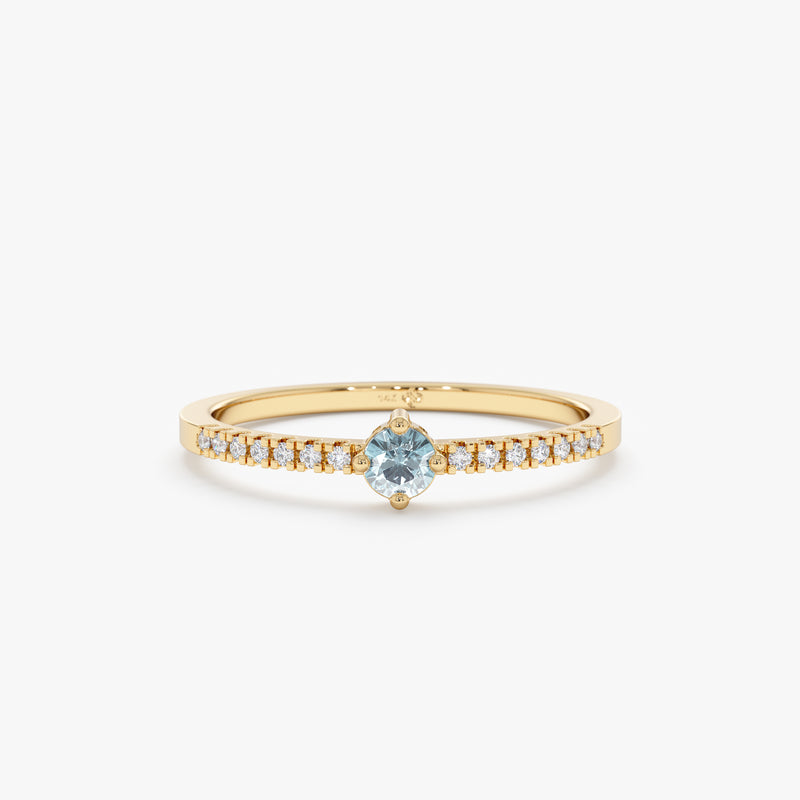Aquamarine Diamond Birthstone Ring