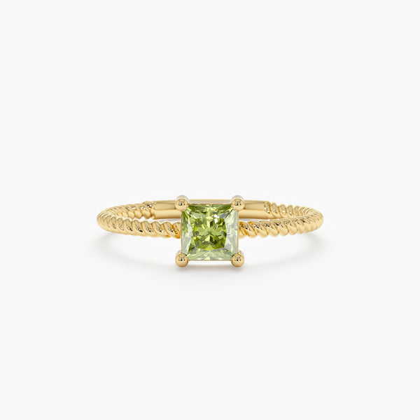 Yellow Gold Square Peridot ring