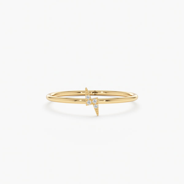 Diamond lightning bolt ring in solid gold