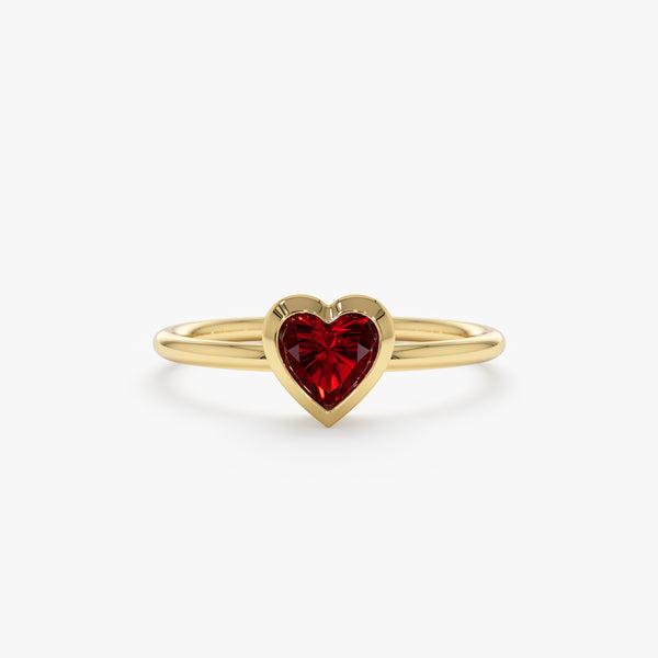 Heart Shaped Garnet Stacking Ring