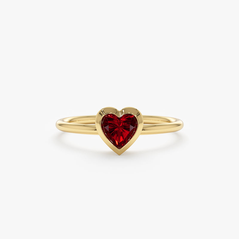 Heart Shaped Garnet Stacking Ring