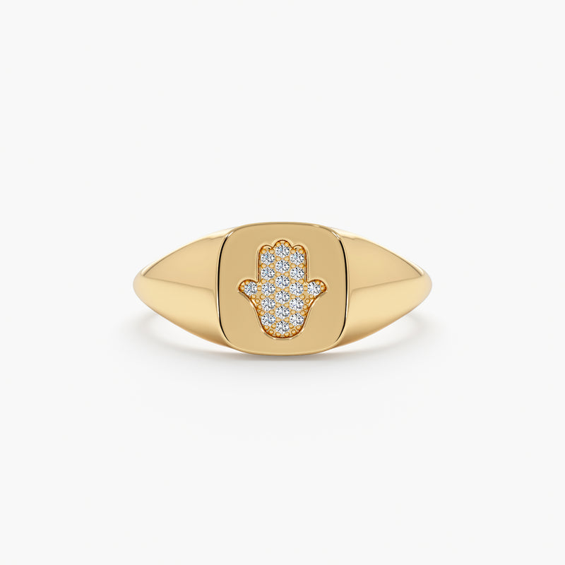 Hamsa Signet Ring In Yellow Gold 