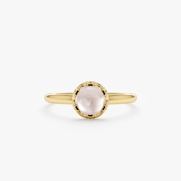 Cabochon Rose Quartz Engagement Ring