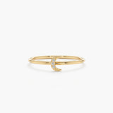 Solid Gold Diamond Moon Ring 