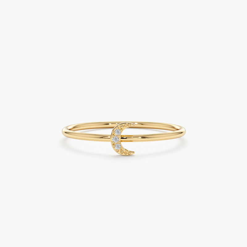 Solid Gold Diamond Moon Ring 