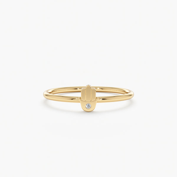 Yellow Solid Gold Hamsa Ring