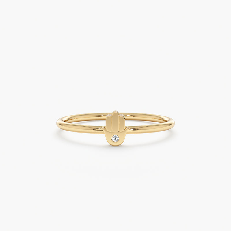Yellow Solid Gold Hamsa Ring