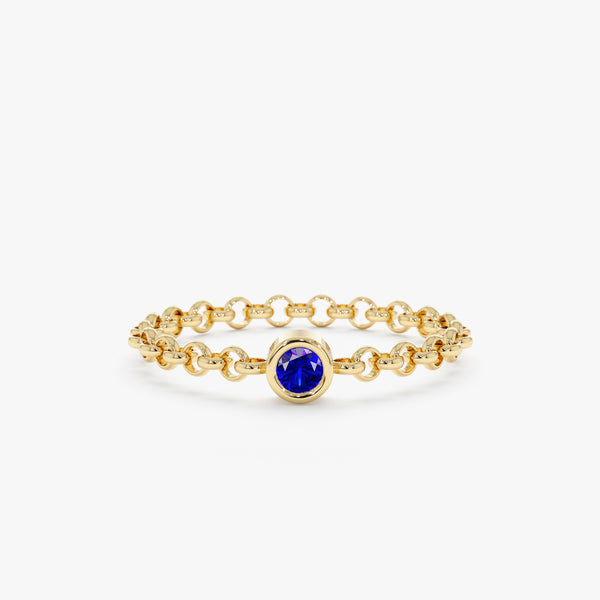 Sapphire Bezel Chain Ring