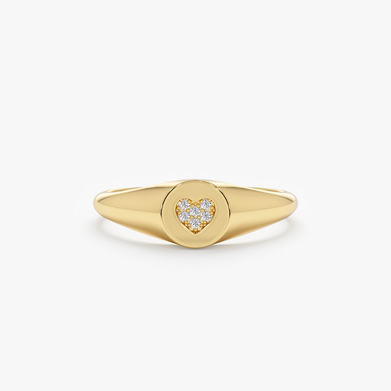 Yellow Gold Mini Heart Signet Ring
