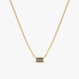 Baguette Black Diamond Necklace in solid gold