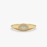 Diamond Evil Eye Signet Ring