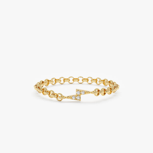 Diamond Lightning Bolt Chain Ring