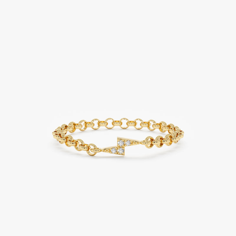 Diamond Lightning Bolt Chain Ring