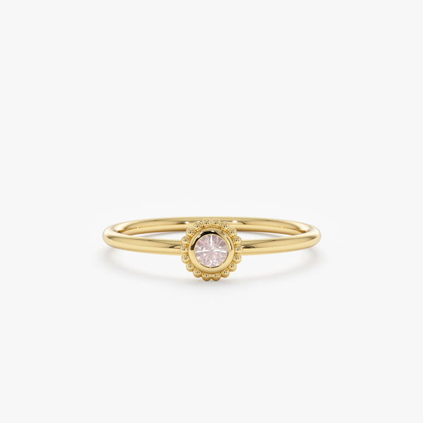 Rose Quartz Ring in Art Deco Bezel