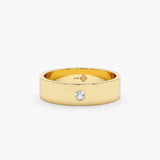 Wedding band with solitaire diamond