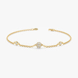 Gold and Bezel Diamond Ball Bracelet