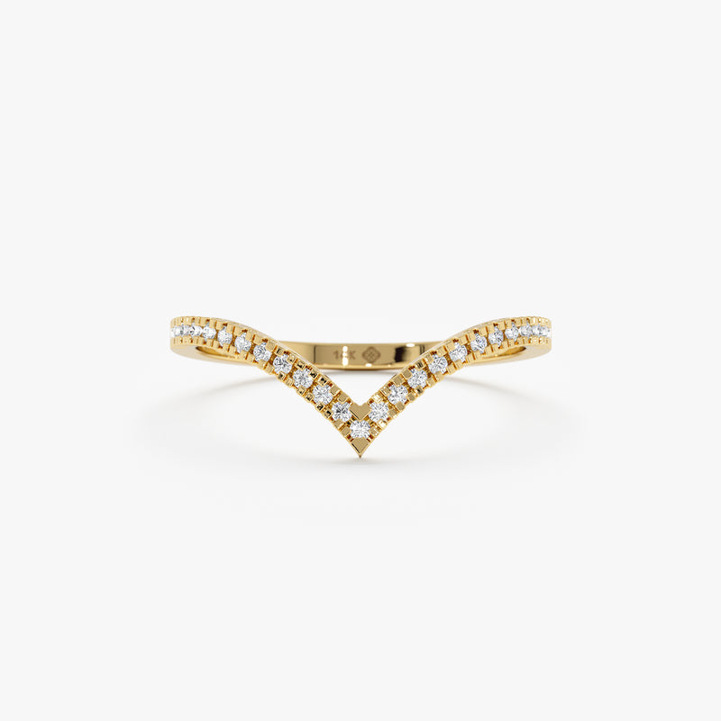 Gold Diamond V Ring