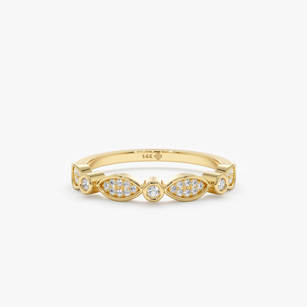 yellow gold art deco diamond band