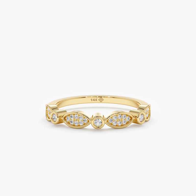 yellow gold art deco diamond band