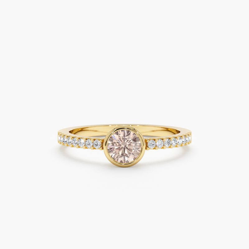 Diamond and Morganite Bezel Ring