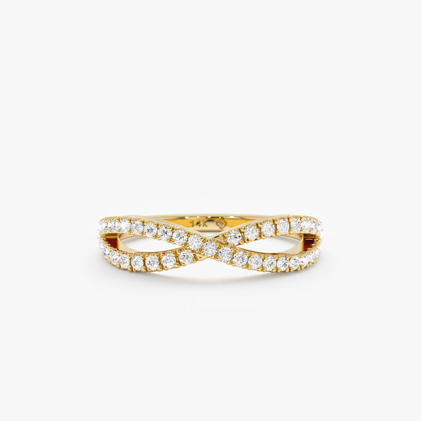 Yellow Gold Diamond Crossover Ring