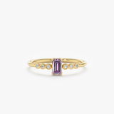 Amethyst diamond ring