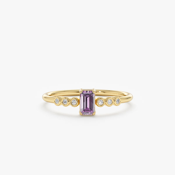 Amethyst diamond ring