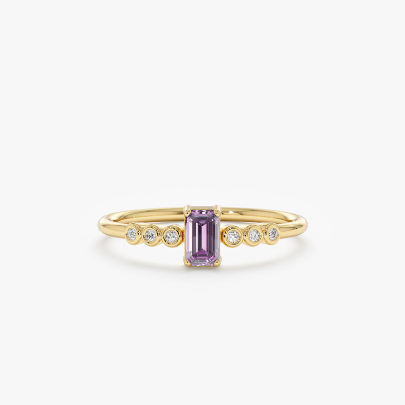 Amethyst diamond ring