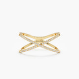 Solid Gold Diamond X Ring