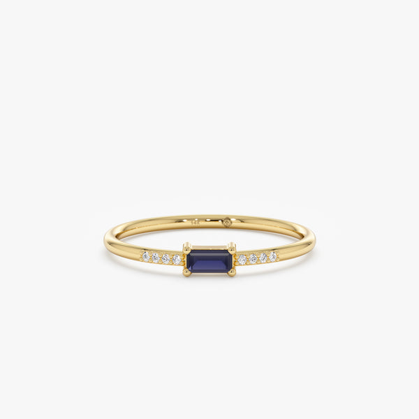 Dainty Diamond and Sapphire Ring