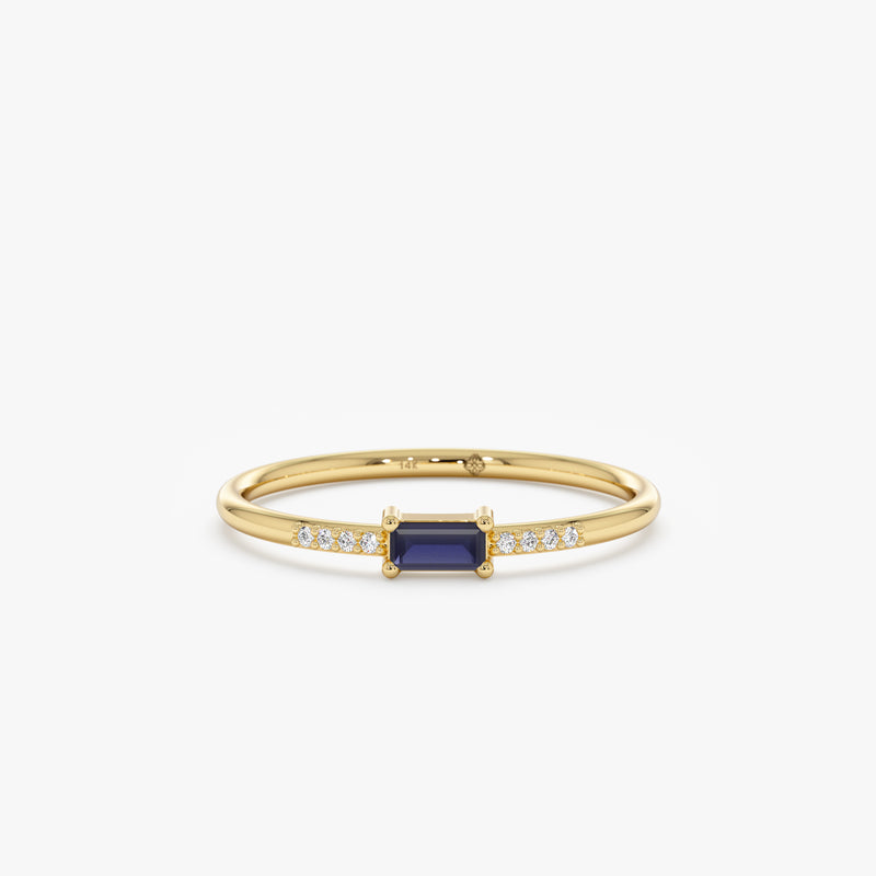 Dainty Diamond and Sapphire Ring
