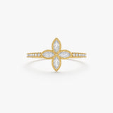 Yellow Gold Diamond Clover Ring