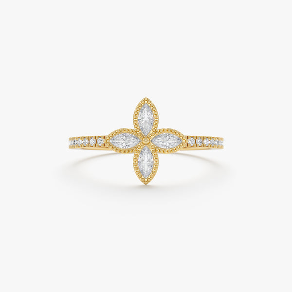 Yellow Gold Diamond Clover Ring
