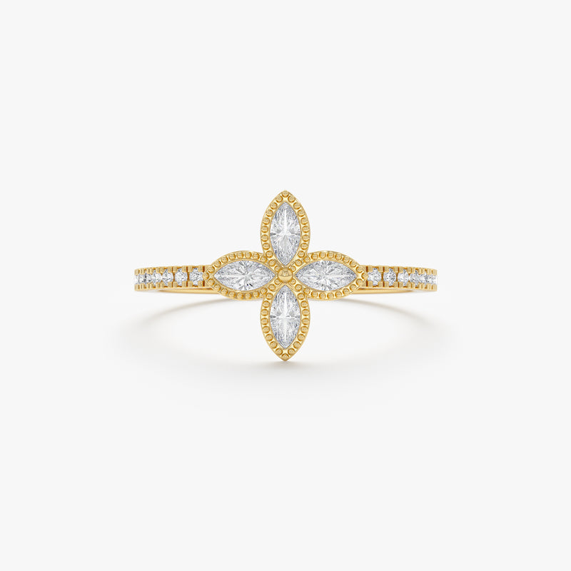 Yellow Gold Diamond Clover Ring