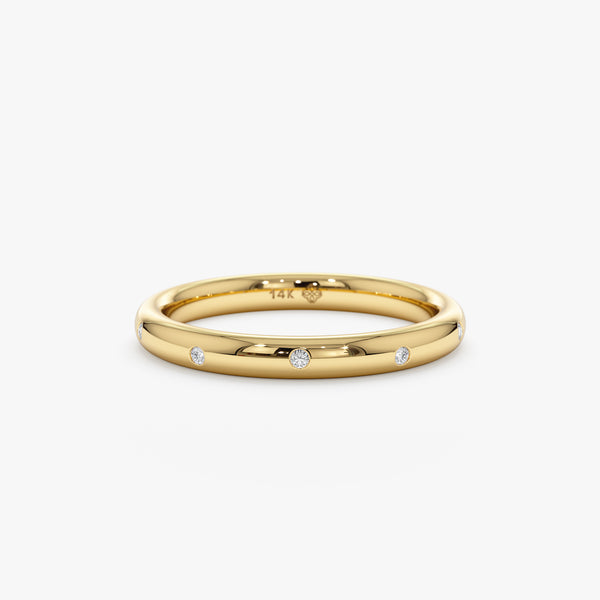 Gold Flush Band with Diamonds
