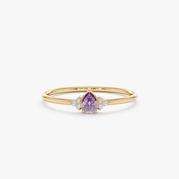 Amethyst Diamonds Birthstone Ring