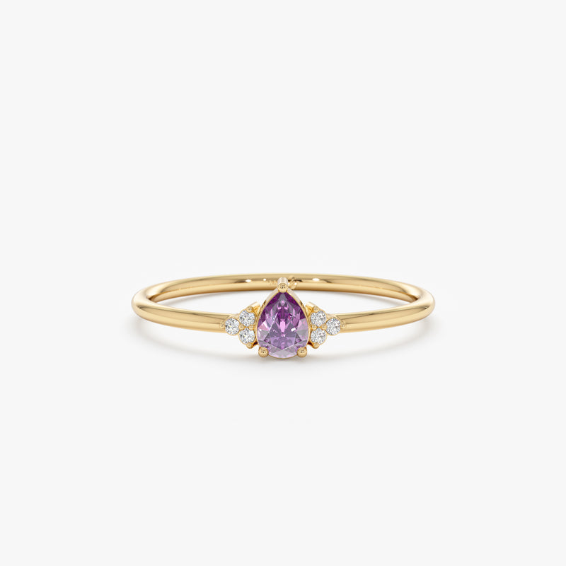 Amethyst Diamonds Birthstone Ring