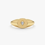 Pear shape diamond signet