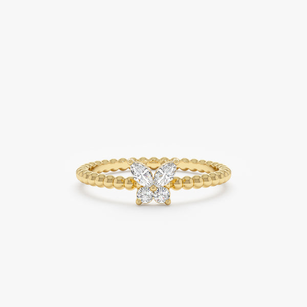 Diamond Butterfly Beaded Ring