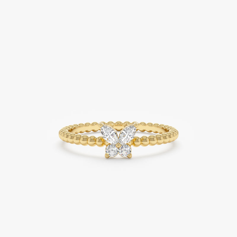 Diamond Butterfly Beaded Ring