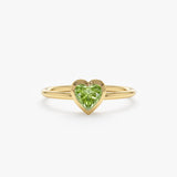 Solid Gold Peridot Heart Ring