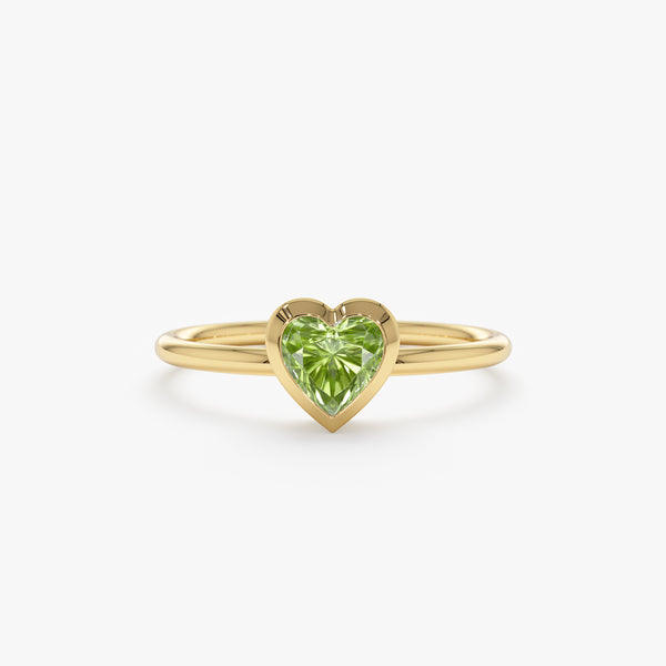 Solid Gold Peridot Heart Ring