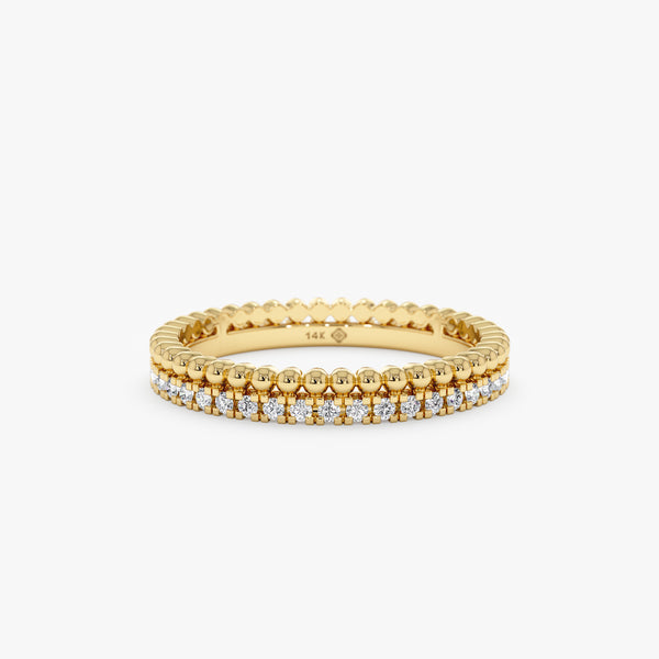 Yellow Gold Beaded Diamond Ring